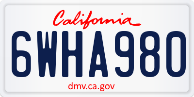 CA license plate 6WHA980