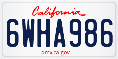 CA license plate 6WHA986