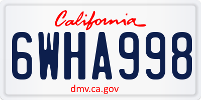 CA license plate 6WHA998