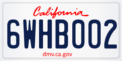 CA license plate 6WHB002