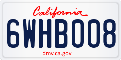 CA license plate 6WHB008