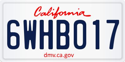 CA license plate 6WHB017