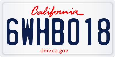 CA license plate 6WHB018