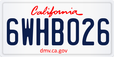 CA license plate 6WHB026
