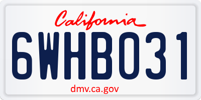 CA license plate 6WHB031