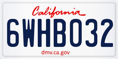 CA license plate 6WHB032