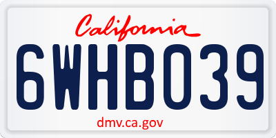 CA license plate 6WHB039