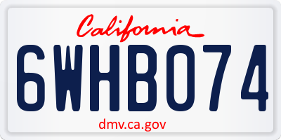 CA license plate 6WHB074