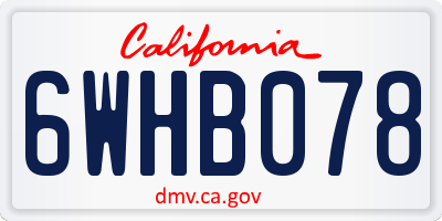 CA license plate 6WHB078