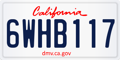 CA license plate 6WHB117