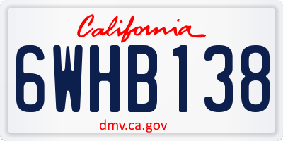 CA license plate 6WHB138