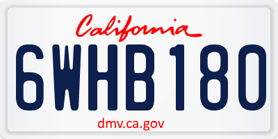 CA license plate 6WHB180