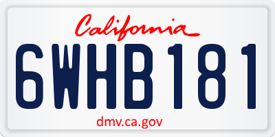 CA license plate 6WHB181