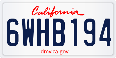 CA license plate 6WHB194