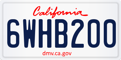 CA license plate 6WHB200