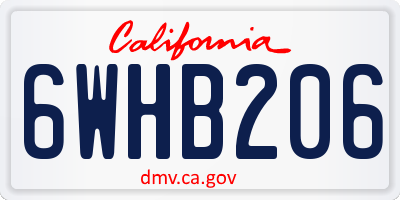 CA license plate 6WHB206