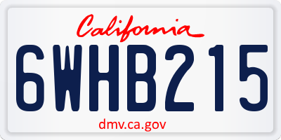 CA license plate 6WHB215