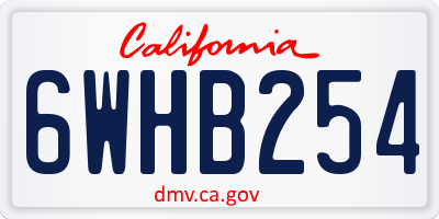 CA license plate 6WHB254
