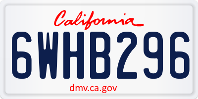 CA license plate 6WHB296