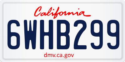 CA license plate 6WHB299