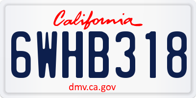 CA license plate 6WHB318