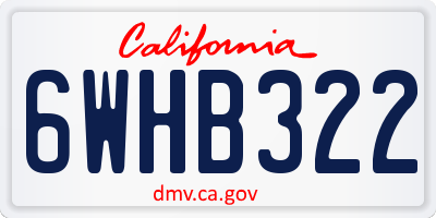 CA license plate 6WHB322