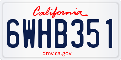 CA license plate 6WHB351
