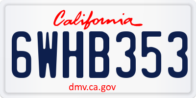 CA license plate 6WHB353
