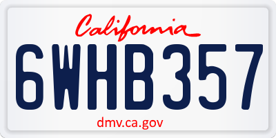 CA license plate 6WHB357