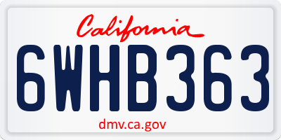 CA license plate 6WHB363