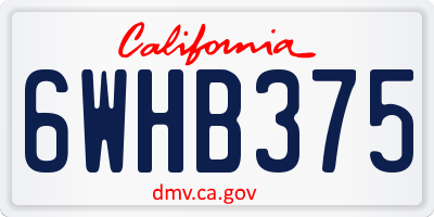 CA license plate 6WHB375