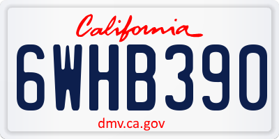CA license plate 6WHB390