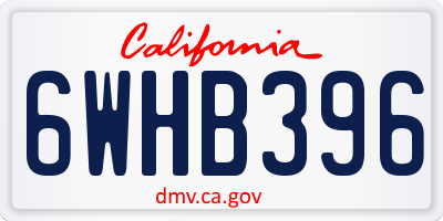 CA license plate 6WHB396
