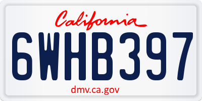 CA license plate 6WHB397
