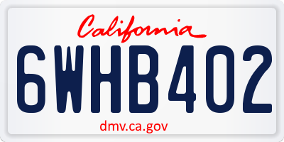 CA license plate 6WHB402