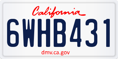 CA license plate 6WHB431