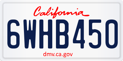CA license plate 6WHB450