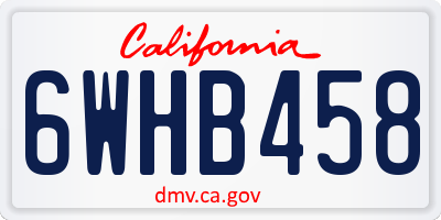 CA license plate 6WHB458