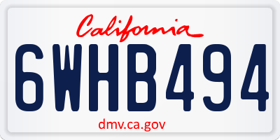 CA license plate 6WHB494