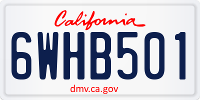 CA license plate 6WHB501