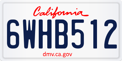 CA license plate 6WHB512