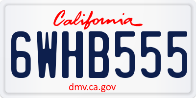 CA license plate 6WHB555