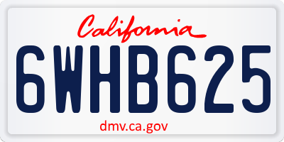CA license plate 6WHB625