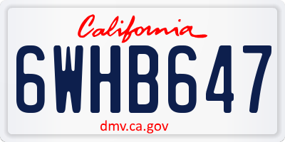 CA license plate 6WHB647