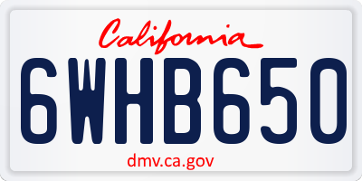 CA license plate 6WHB650