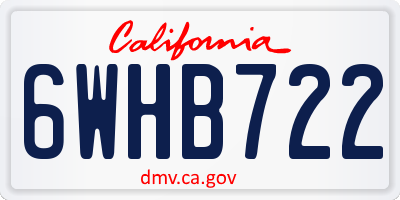 CA license plate 6WHB722