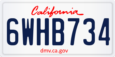 CA license plate 6WHB734