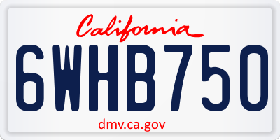 CA license plate 6WHB750