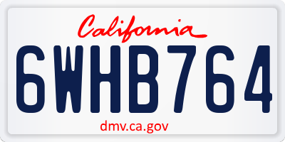 CA license plate 6WHB764