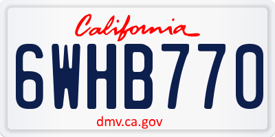 CA license plate 6WHB770